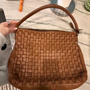 Elegant Brown Woven Leather Shoulder Bag